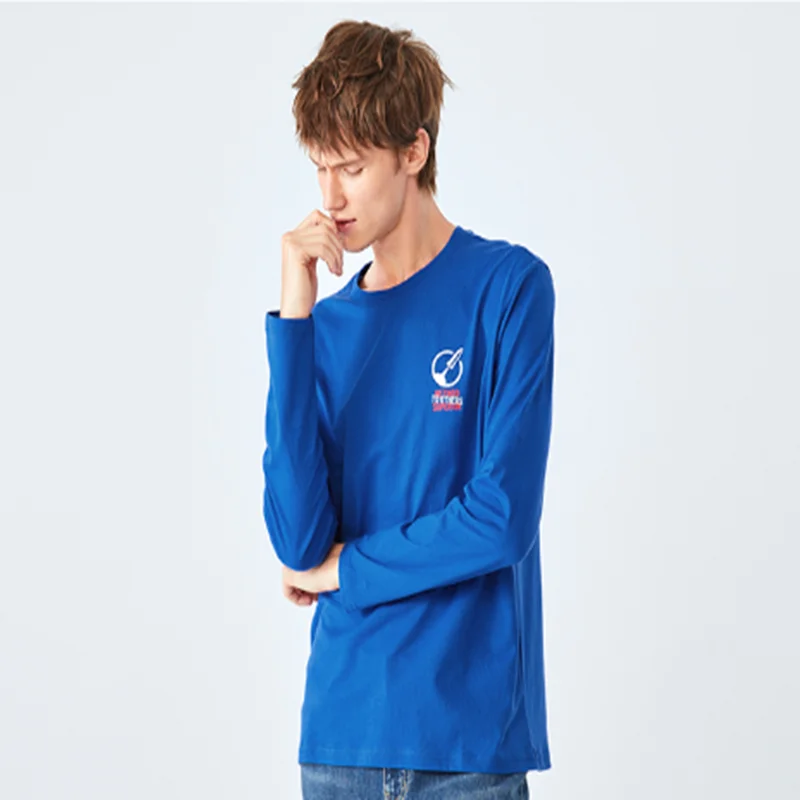 SEMIR, Мужская футболка с длинным рукавом, осень, новая хлопковая одежда, мужская индивидуальная футболка с круглым вырезом и принтом, Студенческая футболка