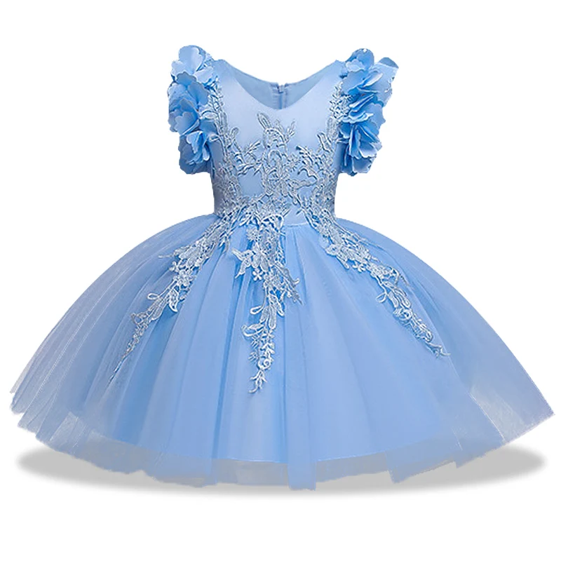 Новое кружевное платье с цветочным рисунком торжественное свадебное платье-пачка платье принцессы для девочек Детская Костюмы детский праздничный костюм для девочек, одежда для девочек
