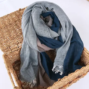 

Spring and autumn new product retro folds color matching men's scarf wild casual thin cotton long men and women scarf A225