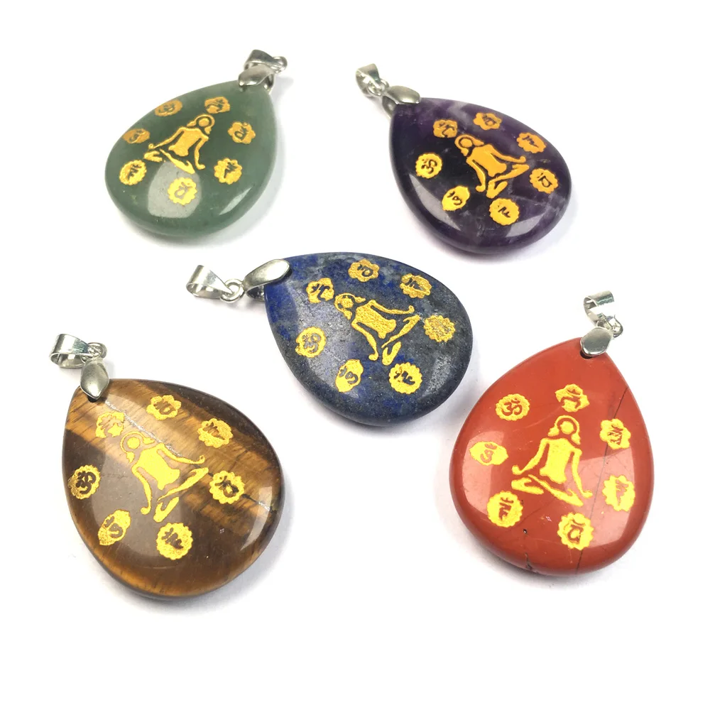 

Natural Stone Pendant Water Drop Tiger Eye Pendants for Women Jewelry Making DIY Necklace Accessories 25x32mm