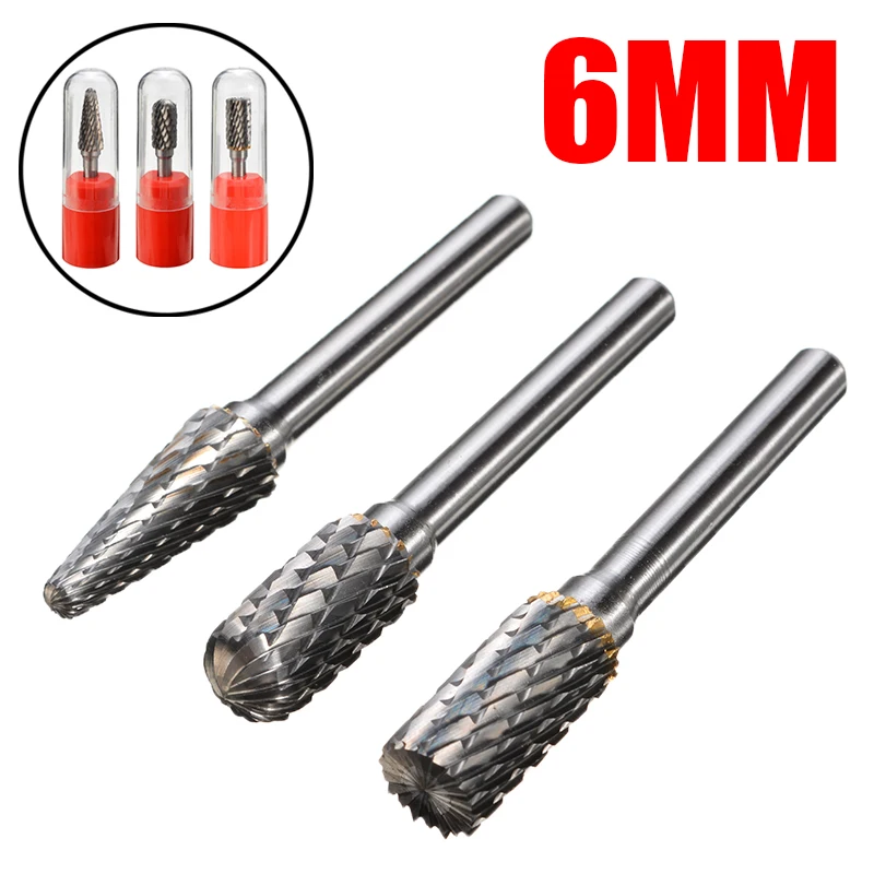 1Pcs6mmShankCylindricalCutTungstenCarbideRotaryBurrsCutting