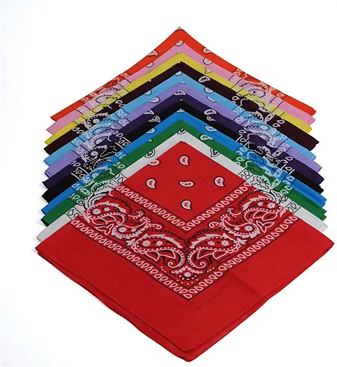 Hip Hop Paisley Bandanas 100% Cotton Cowboy Double Sided Black Red Magic Head Square Scarf Novelty Headwear Hair Band Scarf Hot 2