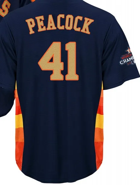 А+++ качество для мужчин золото Хьюстон 34 Ryan 41 Peacock 43 Lance McCullers 50 Charlie Morton 60 Keuchel Джерси - Цвет: For men