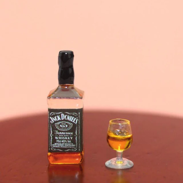 Cute Mini 1/12 Dollhouse Miniature Whisky Wine Drink Bottle Glasses Food for Blyth BJD Doll House Kitchen Accessories Toy 2