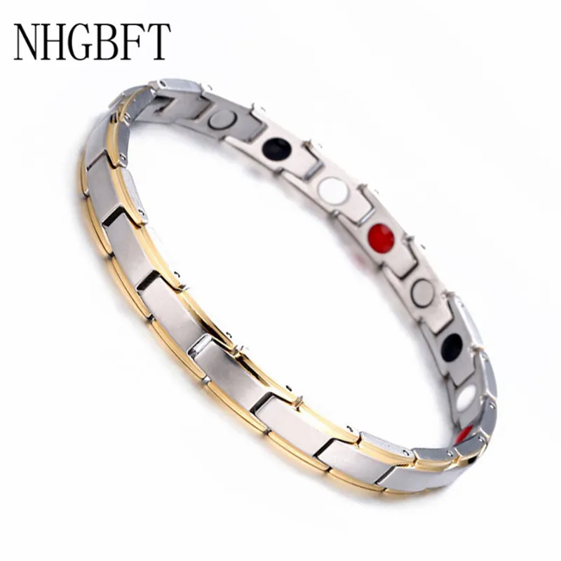 

NHGBFT Classic Black Color Magnets Element Bracelet For Mens Black Charm stainless steel Bracelet