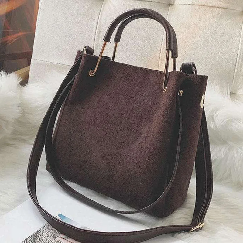 Vintage Leather Women&#39;s Tote Bags Luxury Faux Suede Crossbody Bags Ladies Handbags And Purses ...