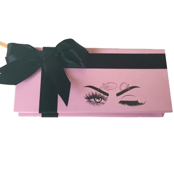 

100pcs high quality Bow ribbon Private custom eyelashes box do your own brand lashes packaging Small batch customization option