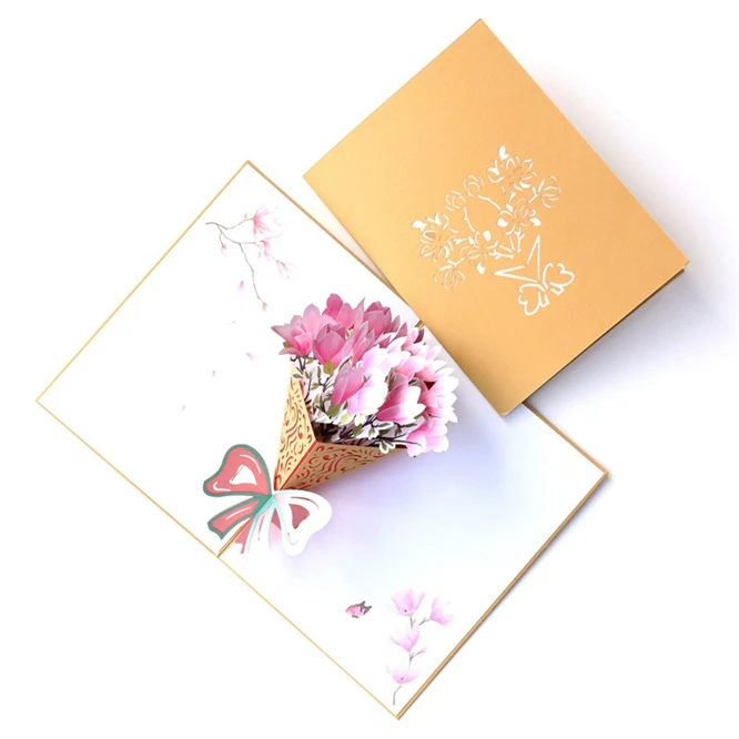  DHL 100pcs Flower shape Party 3D Pop Up Cards Valentine Lover Happy Birthday Anniversary Greeting C - 4000248789456
