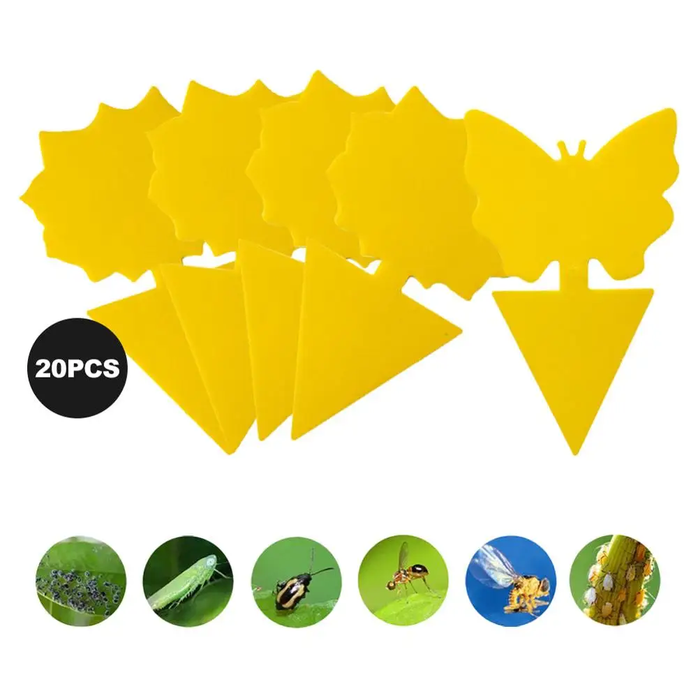 Gran venta Amarillo en forma de mariposa de doble cara adhesiva de la planta de flores y hortalizas Mosquito moscas trampa de adhesivo de insecto de Control xXKkx1lq3