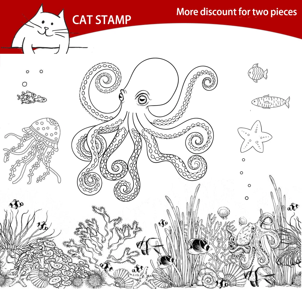 

Big Octopus Clear Stamps For Scrapbooking Card Making Photo Album Silicone Stamp DIY Decorative Crafts