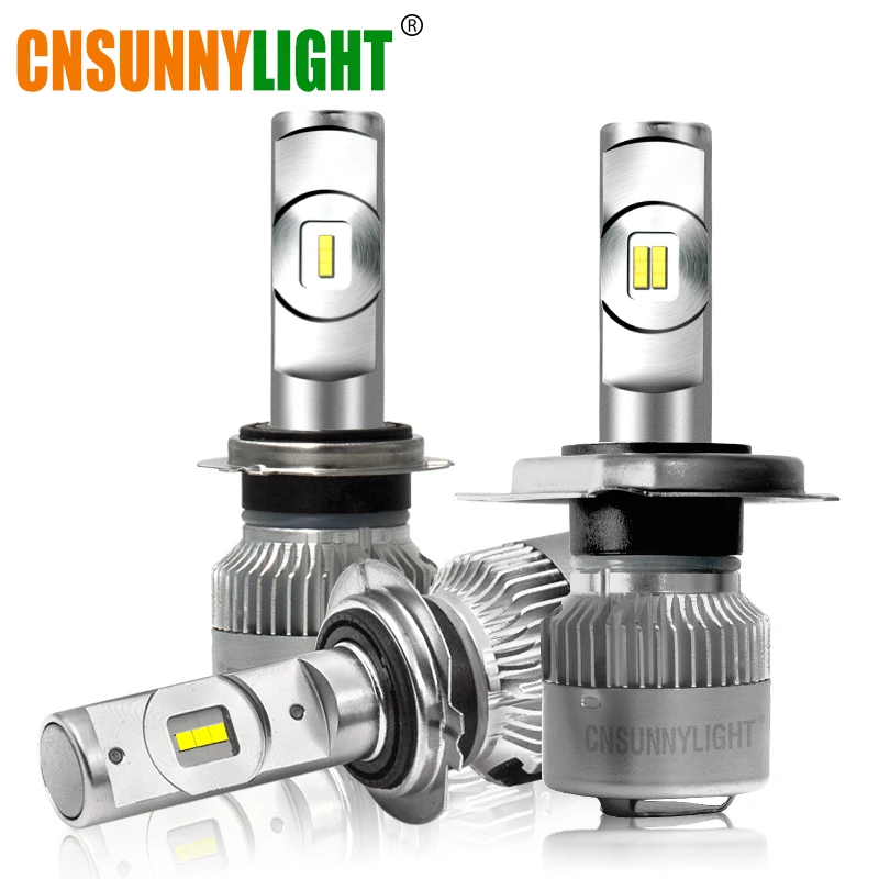 CNSUNNYLIGHT R2 светодиодный фонарь для автомобиля H7 H4 H11/H8 H1 9005/HB3 9006/HB4 Real 50 Вт 7600Lm/пара турбо-вентиляторных ламп CSP фары 12 В