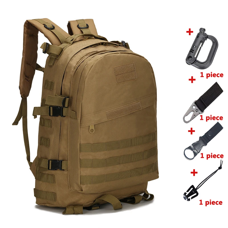 45L военный тактический рюкзак армейский Molle штурмовая сумка большой емкости для походов на открытом воздухе походная охотничья походная сумка Camo Mochila - Color: Sands with hooks