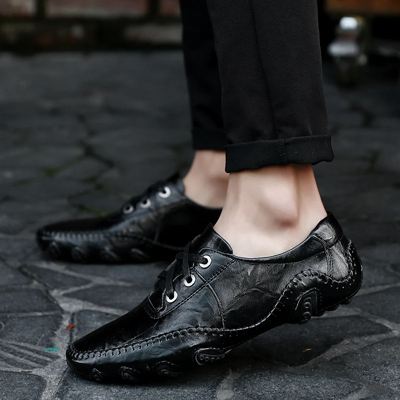 Мужская повседневная обувь; модные мужские лоферы в британском стиле для вождения в деловом стиле из мягкой кожи; удобные HC-255 в горошек