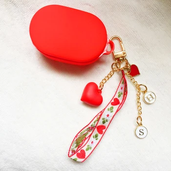 

Redmi Airdots S case for Xiaomi Airdots 2 Case luxury Love heart strawberry Keyring Earphone Case Non-slip silicone Cover