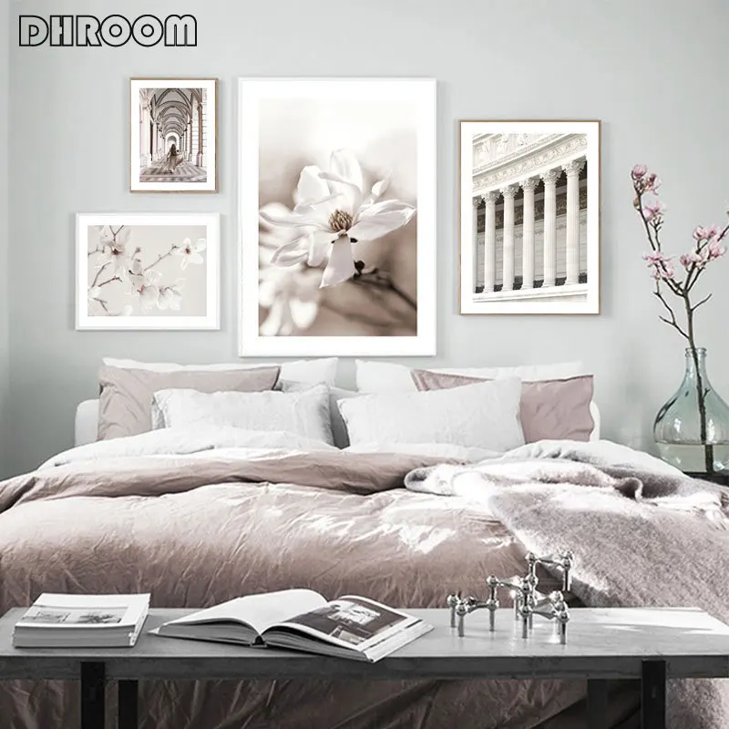 

Scandinavian Flower Canvas Print Painting Nordic Islamic Architecture Poster Wall Art Picture for Gallery Living Room Home Decor