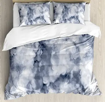 

Marble Duvet Cover Set Cloudy Stylized Artistic Marble Pattern with Foggy Effects Abstract Display Bedding Set Cadet Blue Dust