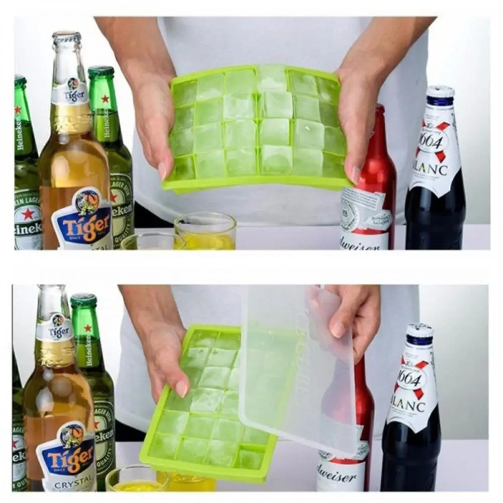 

Mould Square Diy Home Kitchen Silicone Tray Lce 24 Grid Ice Maker Mold Ice Cube Trays with Lid Bar Silica Gel