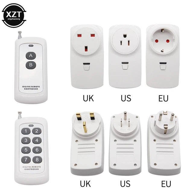 Wireless Remote Control Smart Socket EU UK French Plug Wall 433mhz