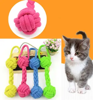 

1pc Dog Toys Funny Cotton Rope Knot Toys For Dogs Puppy Chew Teeth Cleaning Interactive Ball Toys Pet Supplies Random Colors