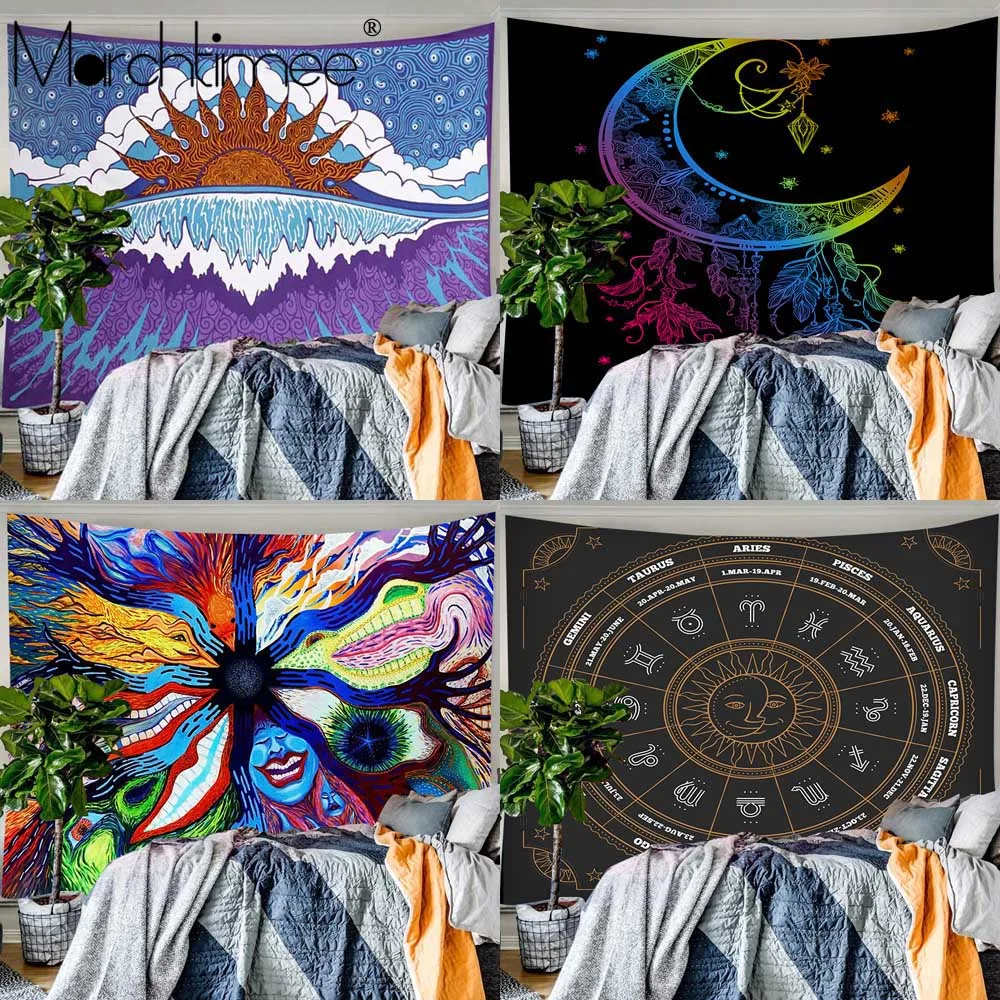 

Mandala Dreamcatcher Tapestry Tarot Wall Hanging Sun Moon Celestial Tapestry Hippie Warpets Dorm Home Decor Psychedelic Tapestry