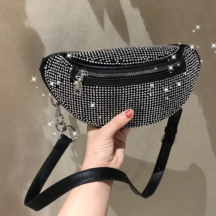 2021 новые женские поясные сумки бриллиантами женская сумка Fanny Pack моды нагрудная