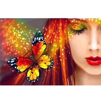 

5D DIY Full Drill butterfly beauty character Round Diamond Painting Embroidery Mosaic Canvas Cross Stitch Kit Room Decor