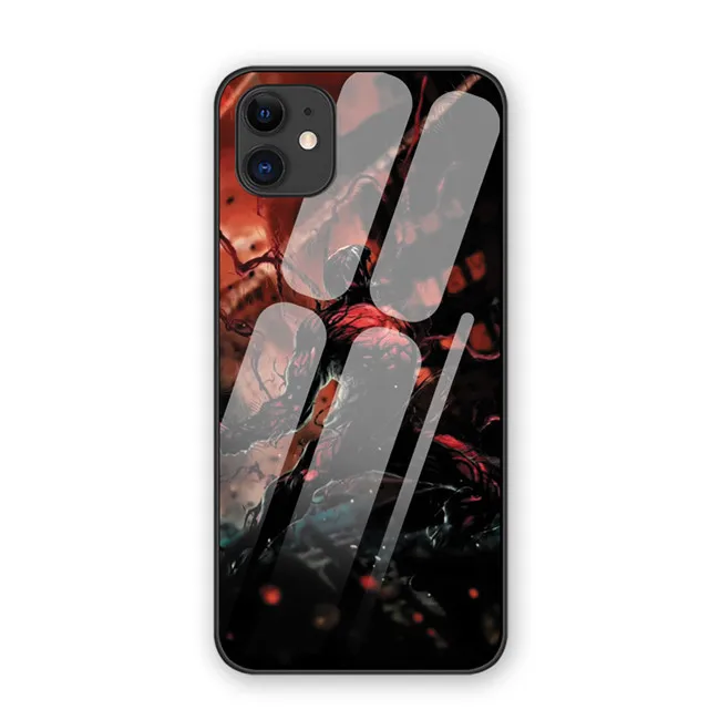 12 Глаза человека паука Venom Чехлы для iphone 7 8 6 6S Plus роскошный закаленный стеклянный чехол для телефона iphone 11 11Pro X XR XS MAX - Цвет: 12