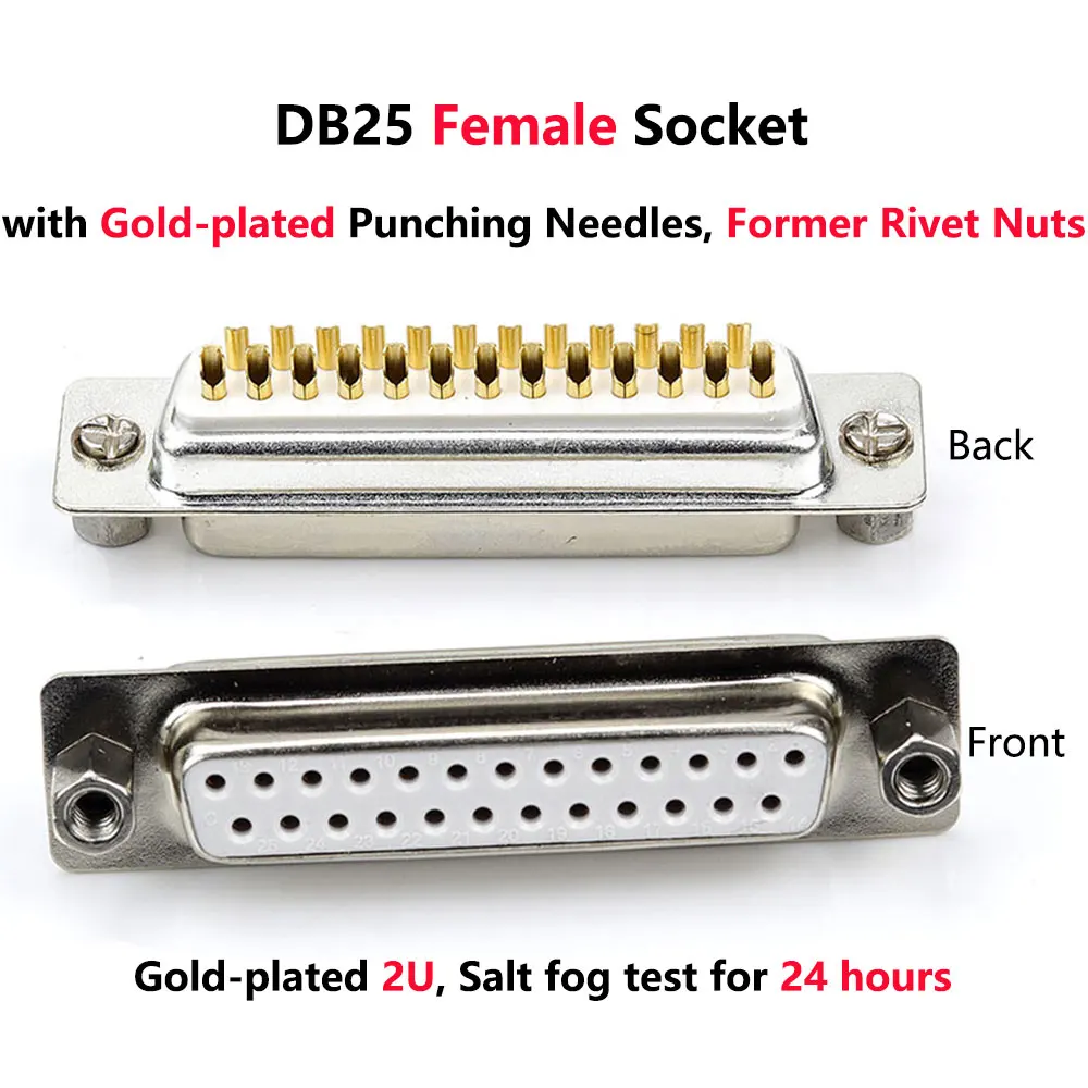 Female Punching Nuts DB25 штекер гнездо 2 ряда 25 Pin последовательный порт разъем D-SUB 25 Адаптеры - Цвет: Female Punching Nuts