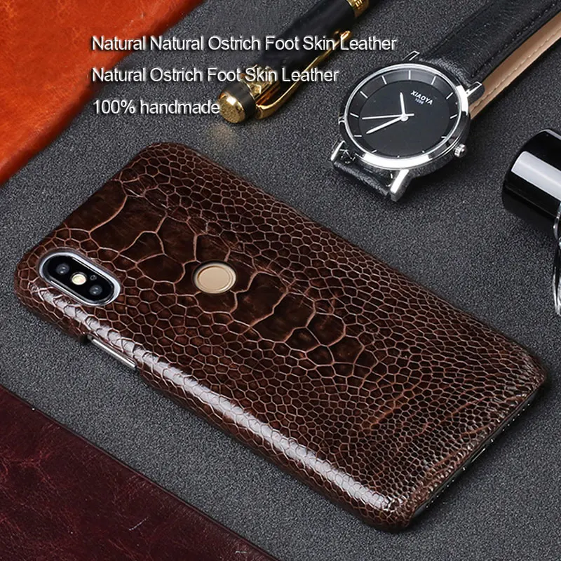 

Natural Ostrich Foot Skin Phone Case For Xiaomi Mi 9T 9 8SE A1 A2 Lite Max 3 Mix2S Case For Redmi Note 7 4X 5 5A Plus Back Cover