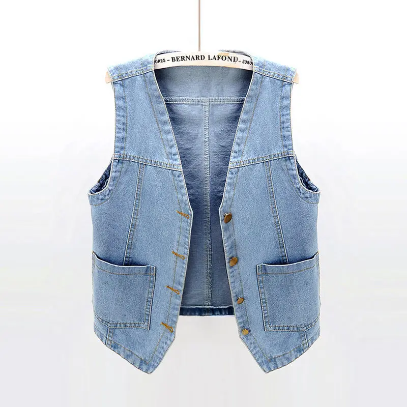 Woman Jacket Vest Spring Summer Denim Women's Short Loose Sleeveless Coat Chaleco Mujer | Женская одежда
