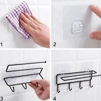 

4*hook Iron Art Towel Rack Kitchen Paper Towel Hanging Rack Household Storage Rack Towels And Kitchen Utensils New x