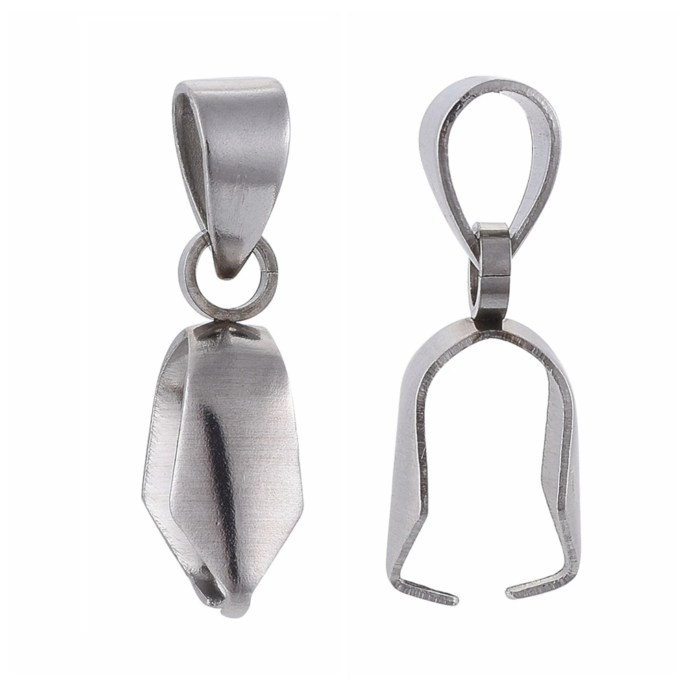 

100pcs Stainless Steel Ice Pick Pinch Bails Necklace Pendant Clip Hooks for DIY Jewelry Making Accessories Findings 13x12x4.5mm