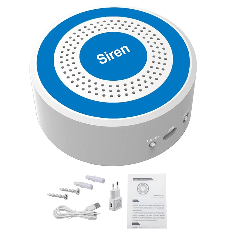 

433MHz Wireless DIY Standalone Alarm Siren for PG103 PG168 Home Security System EU Plug