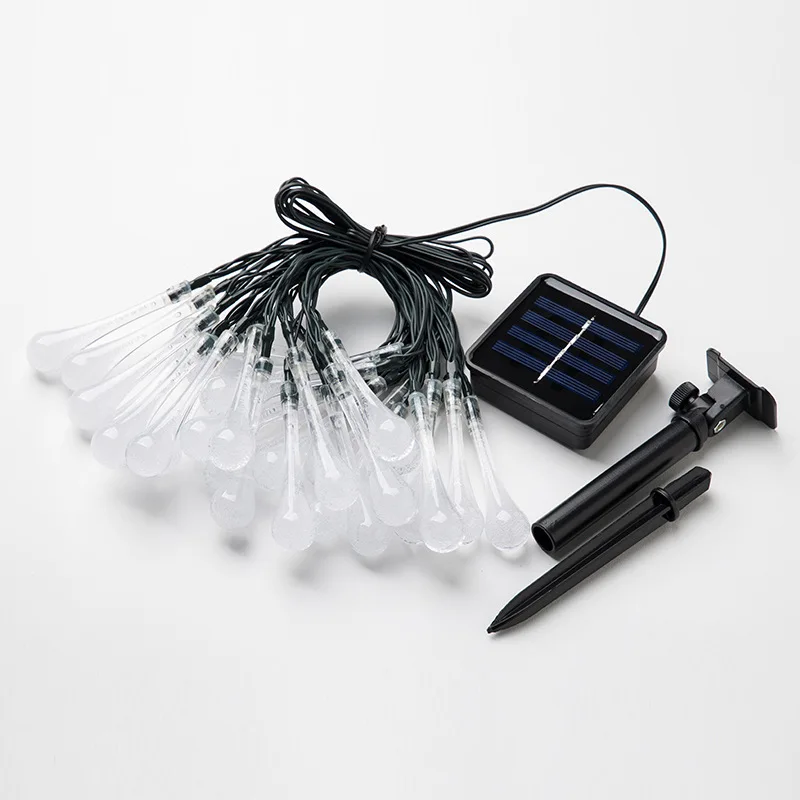 20/30LED Solar Water drop Bulb String Lights Outdoor Waterproof Fairy lights Garden Courtyard Patio Lawn Lamps Christmas Decor