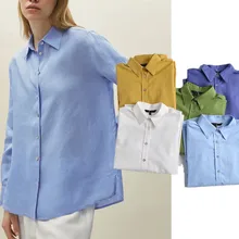 

Jenny&Dave Shirt Women Blouse Spring Blouse Women England Simple Indie Folk Solid Fashion Linen Blusas Mujer De Moda And Tops