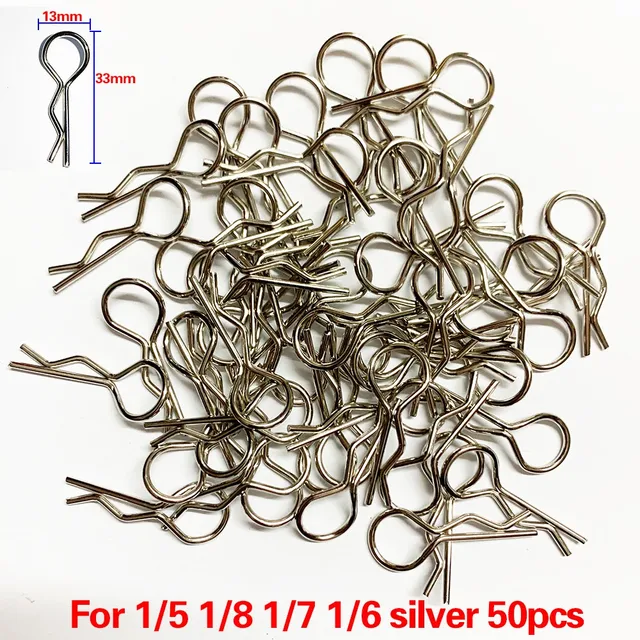 50 Pcs 1/8 1/10 1/16 RC Car Body Shell R Clips Bodyshell Pin Suitable For HSP HPI Redcat Trax Trx4 Body Shell Buggy Truggy 3