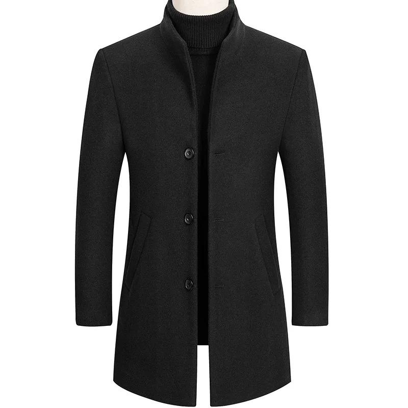 Winter Thick Warm Men Woolen Coat Casual Business Black Wool Blend Coat Long Sleeve Mens Overcoat Oversize 3xl 4xl Boy Outerwear Winter Thick Warm Men Woolen Coat Casual Business Black Wool Blend Coat Long Sleeve Mens Overcoat Oversize 3xl 4xl Boy Outerwear