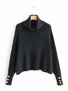 

Women's Spring autumn pure color turtleneck sweater Female loose pullover long sleeve tops blouse TB3638