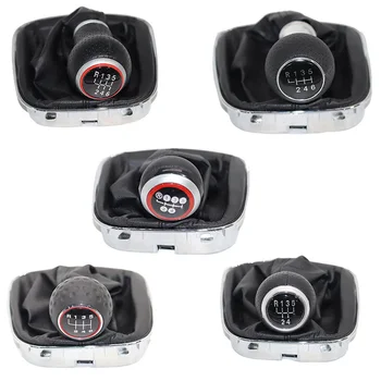 

12MM 5/6 Speed chrome Leather Car Gear Shift Konb Gaiter Shifter Knob for VW POLO 6C 2011 2012 -2019 Car Styling Accessories