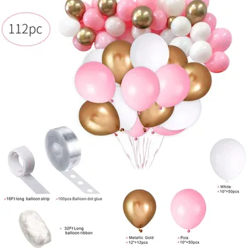 

112pcs pink platinum balloon set girl birthday baby shower party proposal wedding decoration juego de globos