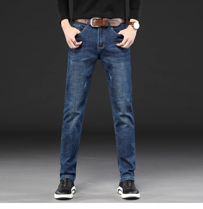 Новые осенние и зимние хлопковые джинсы мужские модные высококачественные Стрейчевые узкие джинсы деловые повседневные Молодежные Брюки 3 стиля