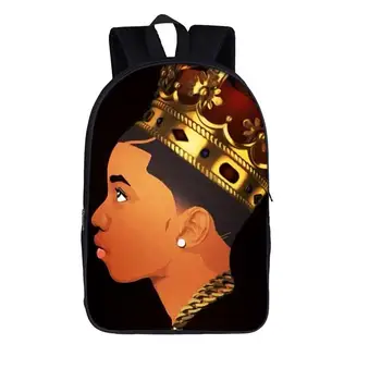 

16 inch Children School Bags Set African Black Boys Kids Backpack Afro Soccer Art Student Elementary Schoolbags