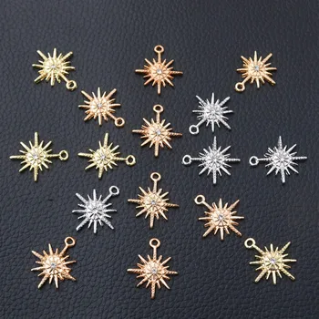 

6pcs Gold/ Silver Plated Handmade Rhinestone Sun Flower Pendants DIY Charms Necklace Earrings Accessories Fashion Jewelry Making