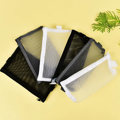 

Clear Exam Pencil Case S/L Transparent Simple Mesh Zipper Stationery Bag School