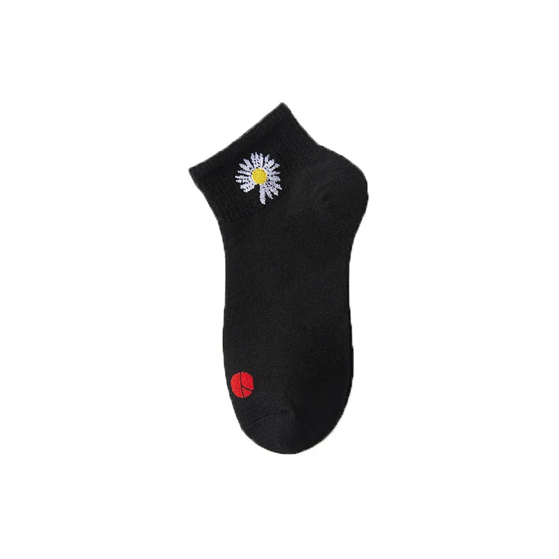 Забавные женские носки Daisy Happy корейский Носок черные Chaussettes Femme Calcetines Tobilleros Negro
