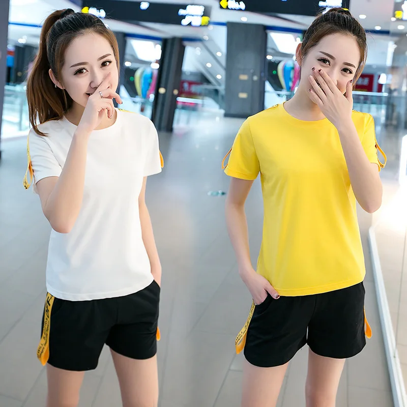 

2020 Spring Summer New Style Short Sleeve Short Sleeve WOMEN'S Suit Korean-style Sports Casual Two-Piece Set Sports Clothing