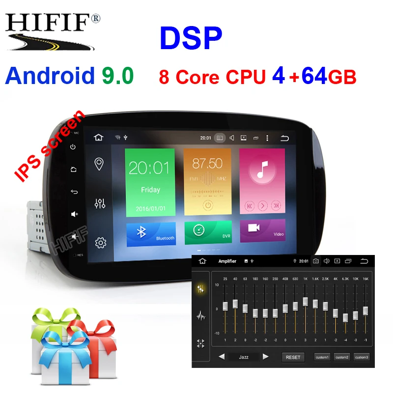 #*Cheap IPS For Mercedes Benz Smart Qcta 8 core 4G RAM 64G ROM Android 9.0 2 Din CarRadio player GPS Stereo audio 4G WIFI mirror link