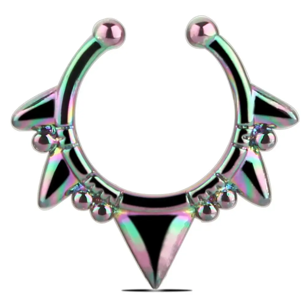 Nose rings piercing jewelry body jewelry 1PCS Stainless Steel Fake Nose Ring Clip On Septum Piercing Faux Hoop Indian Nose Ring Pircing Nariz Punk Body Piercing Jewelry