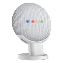 Adjustable Desktop Stand Holder for Smart Speaker Voice Assistants - Space-Saving Bracket for Bedrooms (Table Stand White)