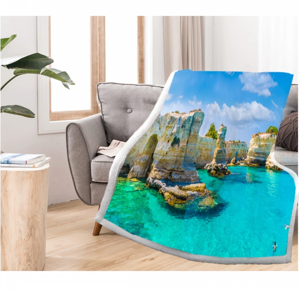 Tropical Beach Throw Blanket On Sofa Bed Ocean View Large Sherpa Fleece Bedspread Travel Office Warm Bed Cover Custom 150x200cm Blankets AliExpress